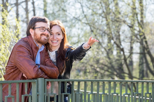 Young couple on bridge