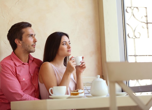 Young couple in cafe