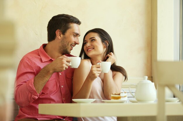 Young couple in cafe