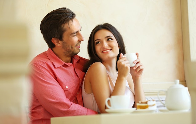 Young couple in cafe