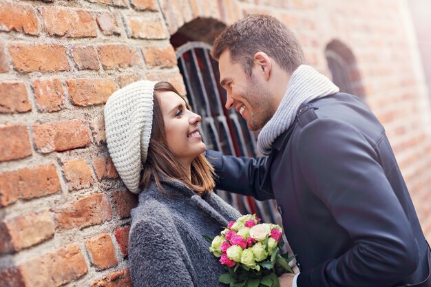 young couple on date in the city