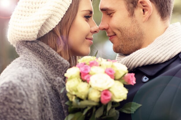 young couple on date in the city