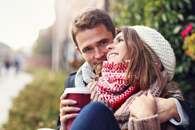 young couple on date in the city