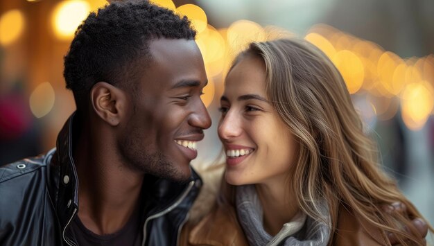 Young couple embracing outdoors