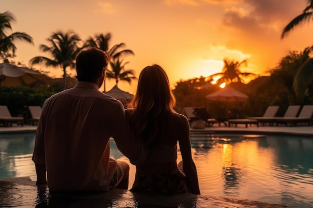 Young Couple Embracing Tranquil Moments Generative AI