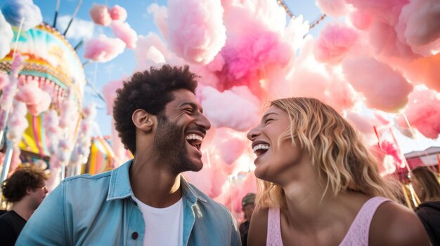 Young couple enjoying a festival