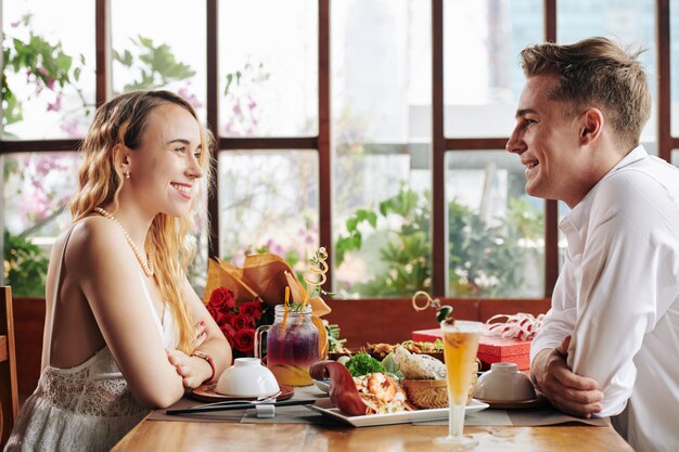 Young couple at first date