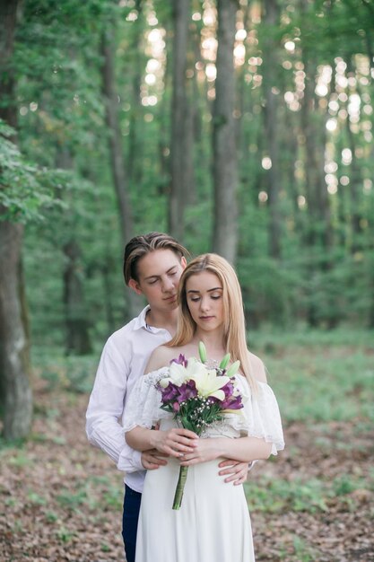 Young couple in forest