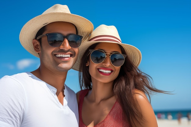 Photo young couple having fun at the beach