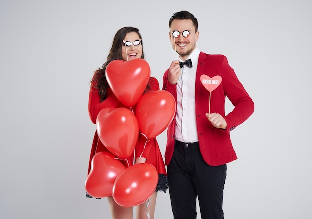 young couple having fun while posing