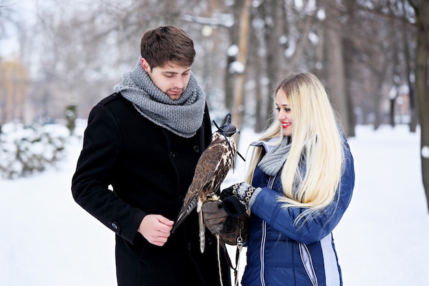 Young couple holding his hand on Balaban