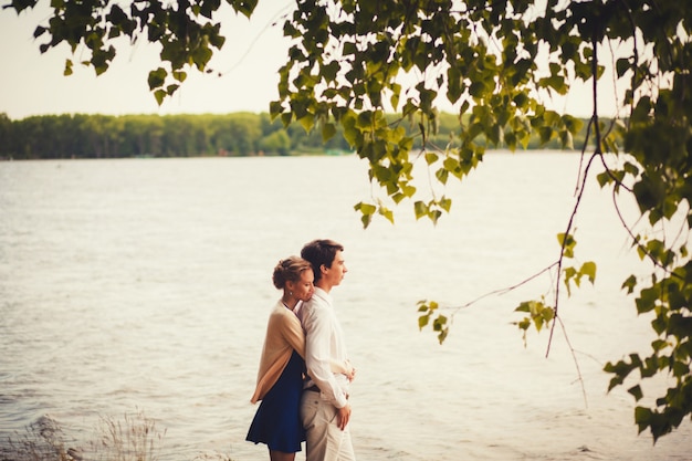 Young couple hugging