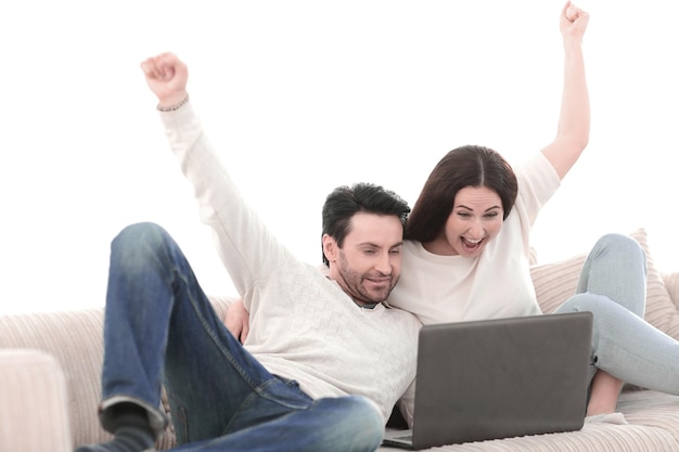 Young couple is rooting for their favorite team