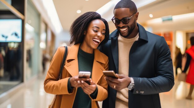 Young couple is shopping at the mall Created with Generative AI technology