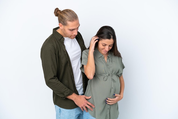 Young Couple over isolated background