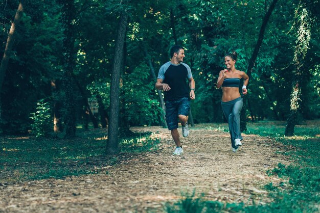 Young couple jogging