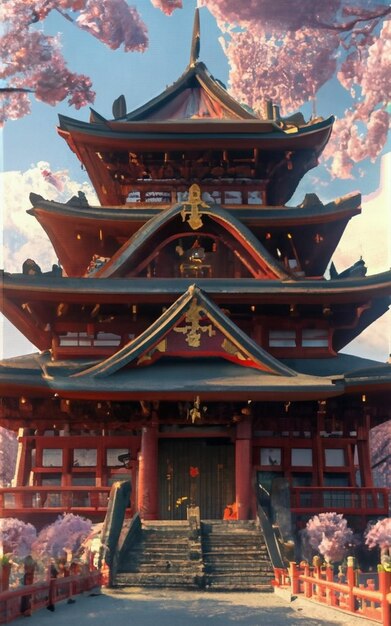 Young couple in kimono and Yasaka Tower