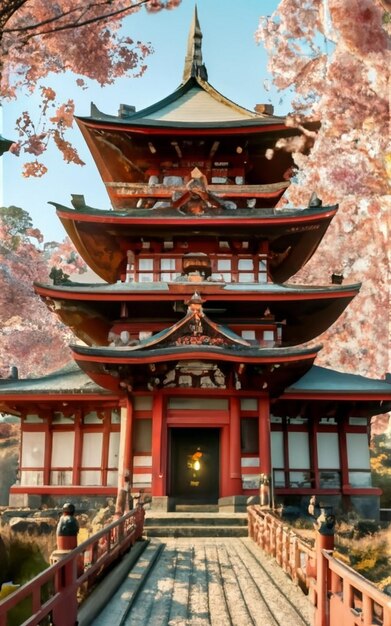 Photo young couple in kimono and yasaka tower