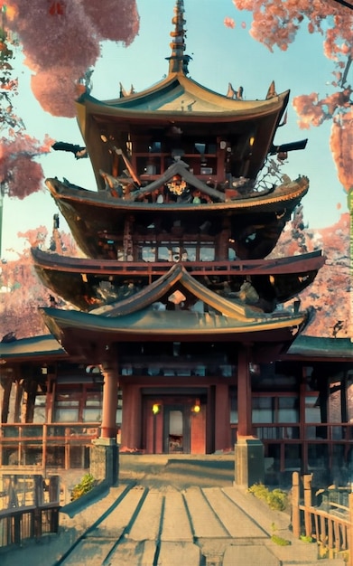 Photo young couple in kimono and yasaka tower