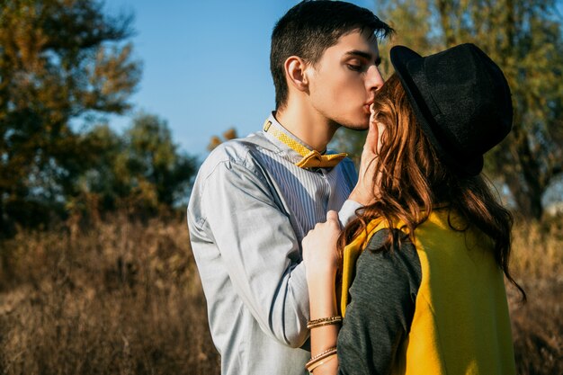 Young couple in love outdoor