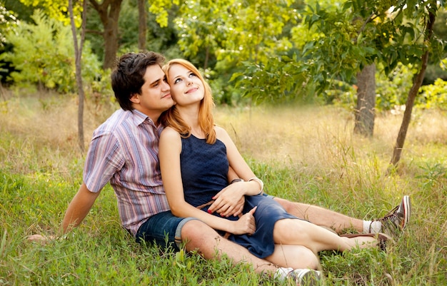 Young couple in love outdoors.