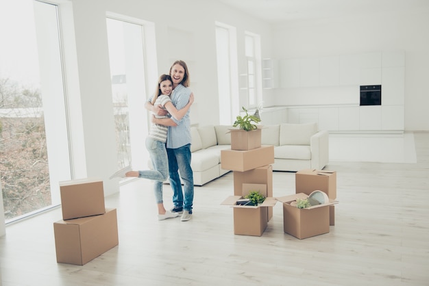 young couple moving in new house