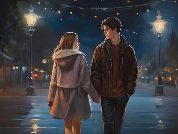 Young couple at night