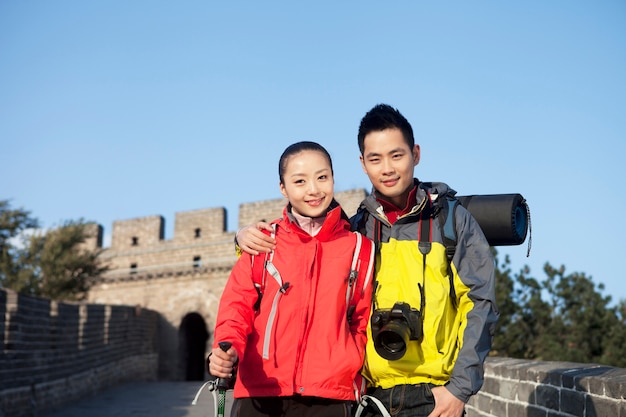 Young couple posing at the Great Wall