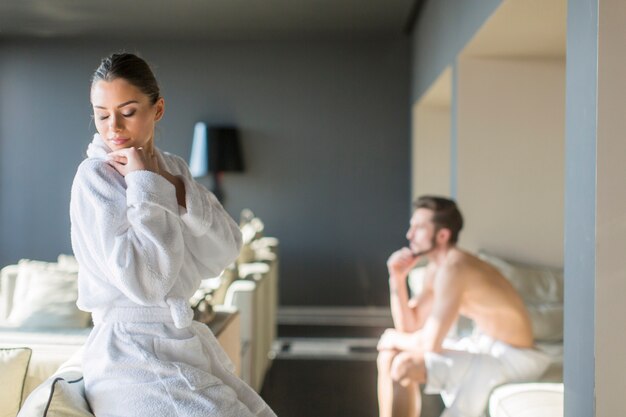 Young couple in the room