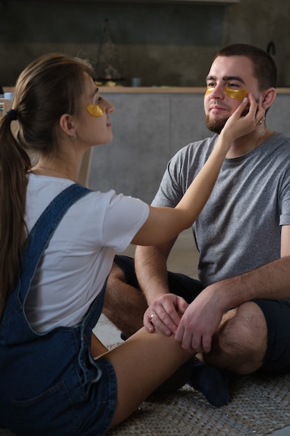 Young couple, self-care at home