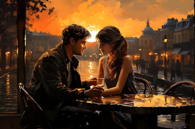 young couple spending romantic date in venice