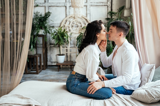 Young couple spending time in their beautiful countryside house