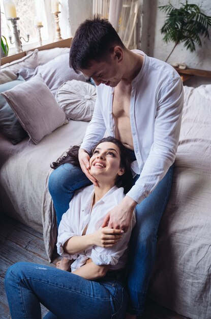 Young couple spending time in their beautiful countryside house