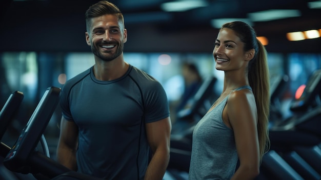 Young couple in sport gym