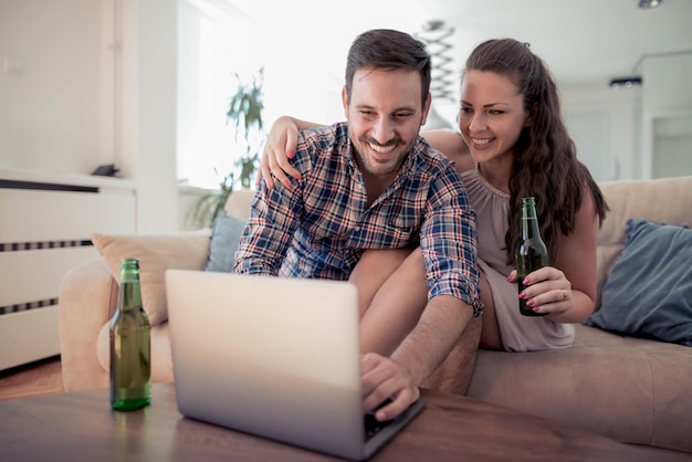 Young couple surfing the internet