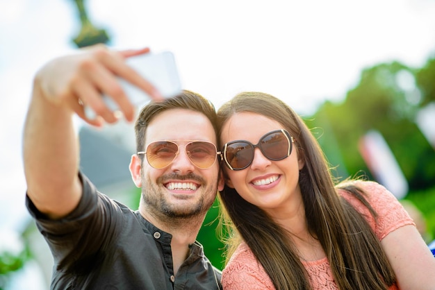 Young couple taking a selfie