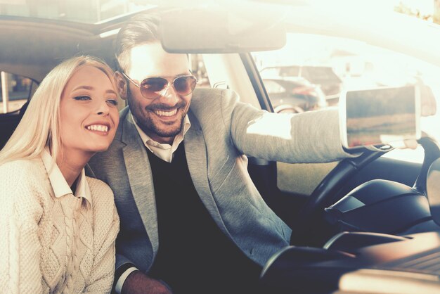 Young couple taking a selfie