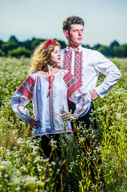 Young couple in traditional ukranian dreses