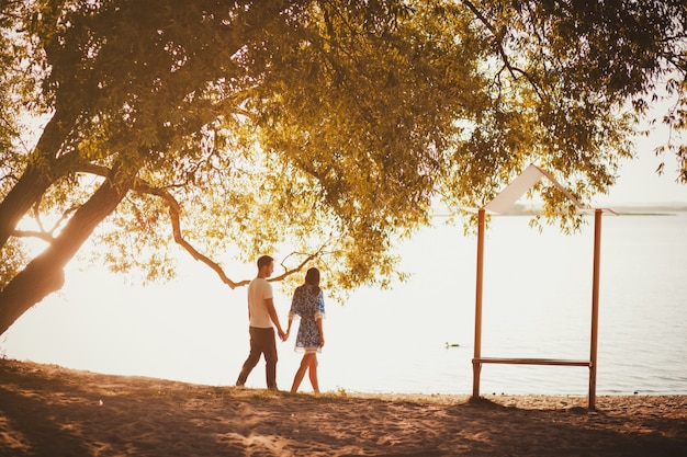 Young couple walking