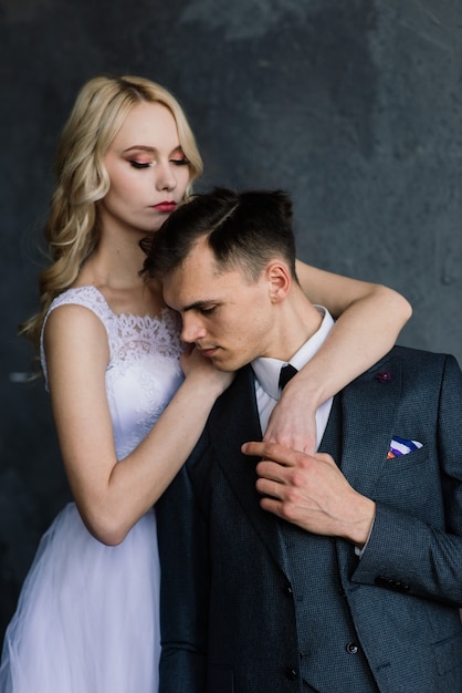 young couple on wedding day