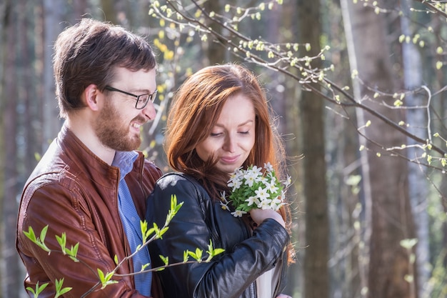 Young couple wih flowers