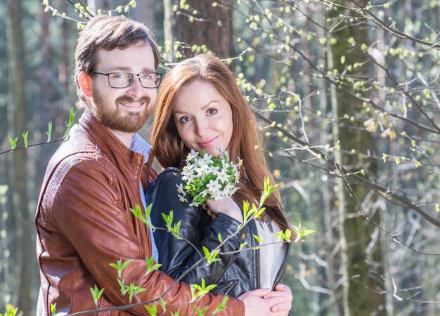 Young couple wih flowers