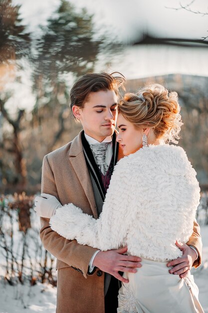 young couple in winter