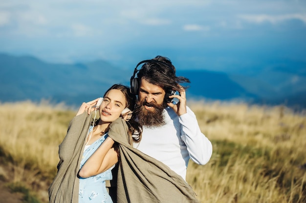 Young couple with headphones