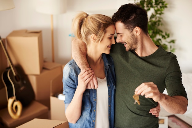 Young couple with a set of keys