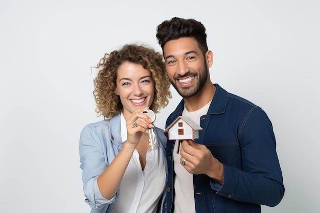 Photo young couple with the woman in a casual dress and the man in a buttonup shirt