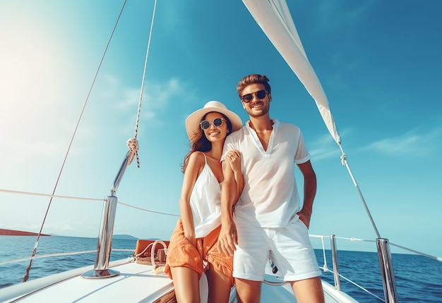 Young couple on yacht