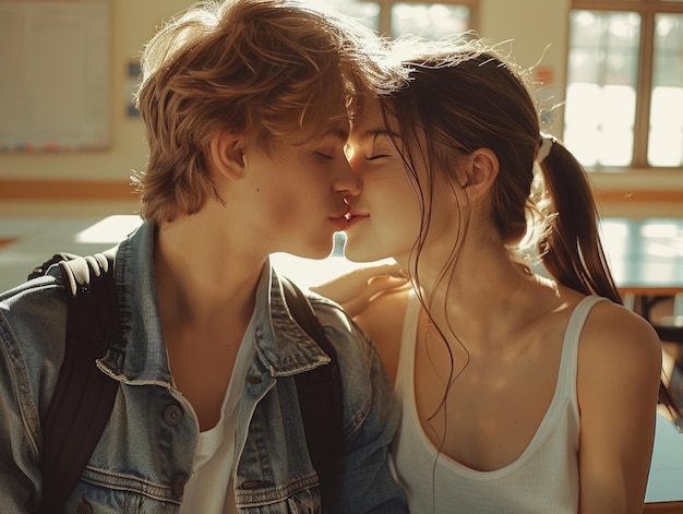 Фото Молодые пары обнимаются и целуются.