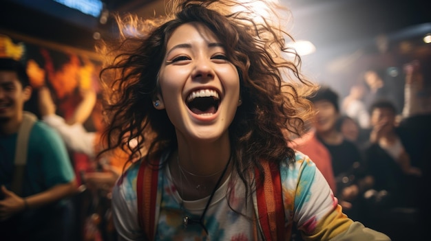 Young Couples Enjoying a Karaoke Session at Home Generative AI