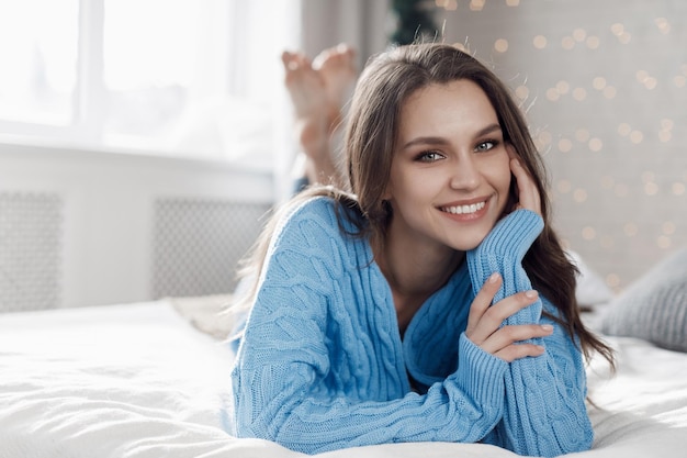 young cozy woman outdoors